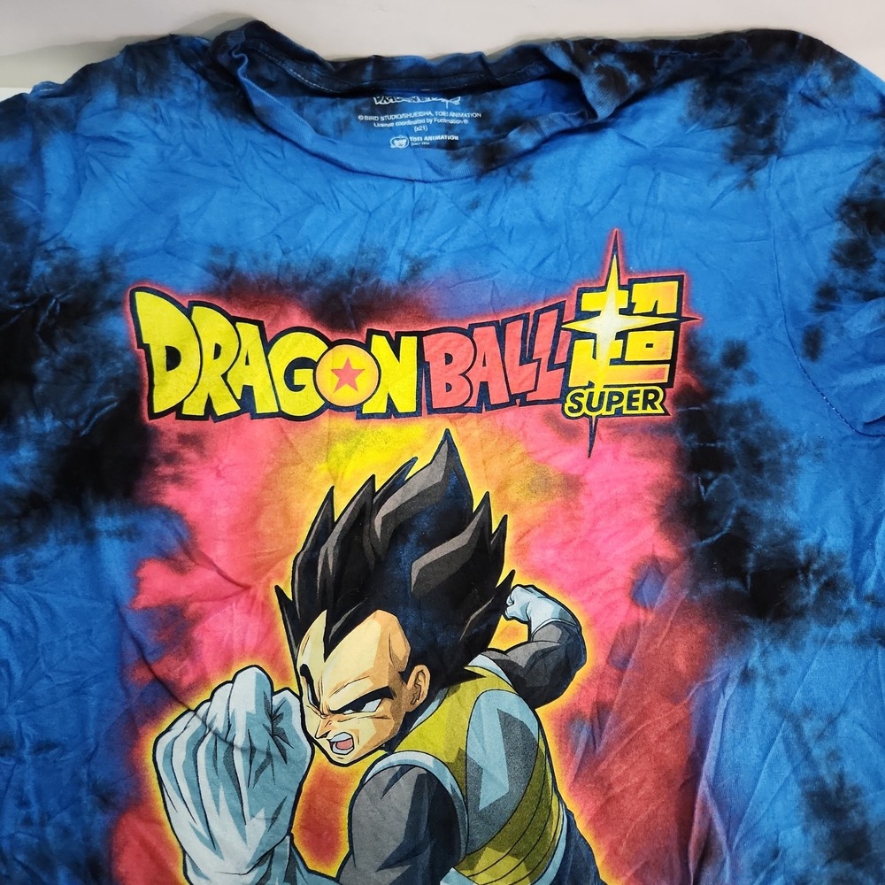 Dragon Ball Super Vegeta Blue Black Tie Dye Graphic T-Shirt Mens Small Cotton